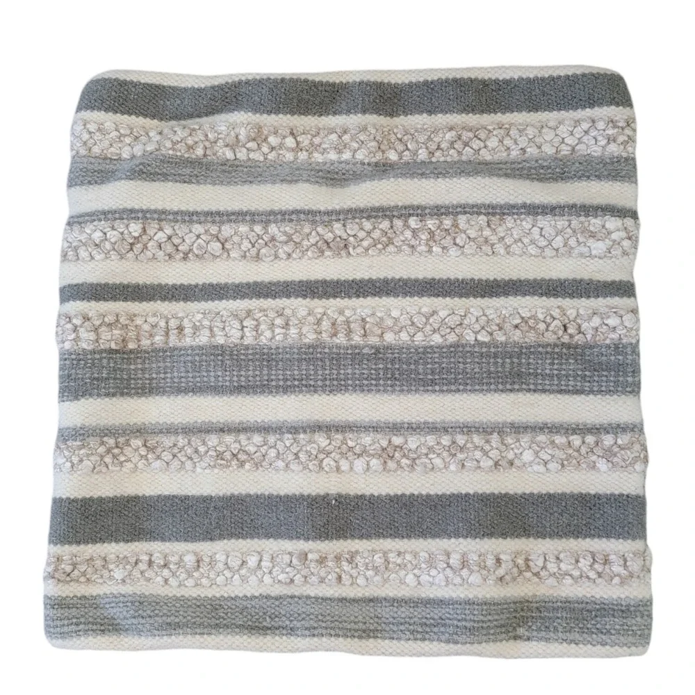 Magnolia Home Pillow‎ Cover 20 x 20 Neutral Striped Nubby Woven Textured Boho